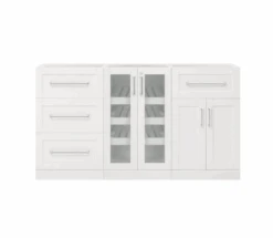 NewAge Home Entertainment Bar Cabinet Wine Storage Beverage Center With Glass Beverage Display Base Cabinet, Base Storage Cabinets - 3 Piece Wall Bar Cabinet Wine Cabinet Set 62524