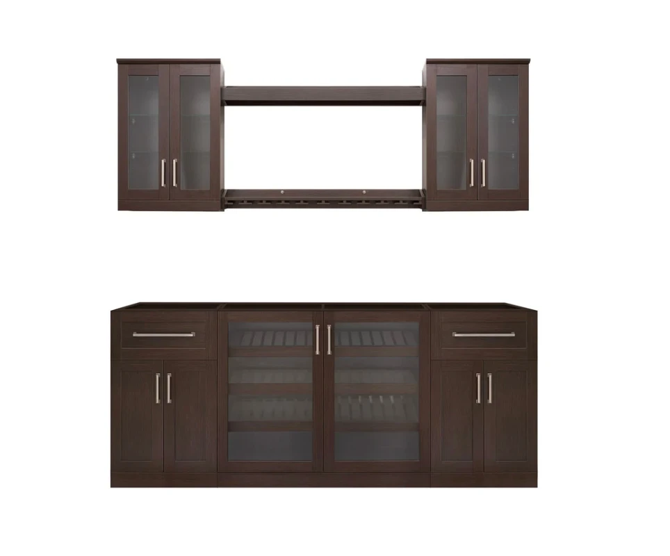 NewAge Wall Bar Cabinet Wine Cabinet Set With Glass Beverage Display Base Cabinet, Floating Display Shelf, Hanging Stemware Shelf, Glass Short Wall Display Cabinet - 8 Piece Home Dry Bar Wine Storage Cabinet Set 62539 7 NewAge Wall Bar Cabinet Wine Cabinet Set With Glass Beverage Display Base Cabinet, Floating Display Shelf, Hanging Stemware Shelf, Glass Short Wall Display Cabinet - 8 Piece Home Dry Bar Wine Storage Cabinet Set 62539 - Image 5