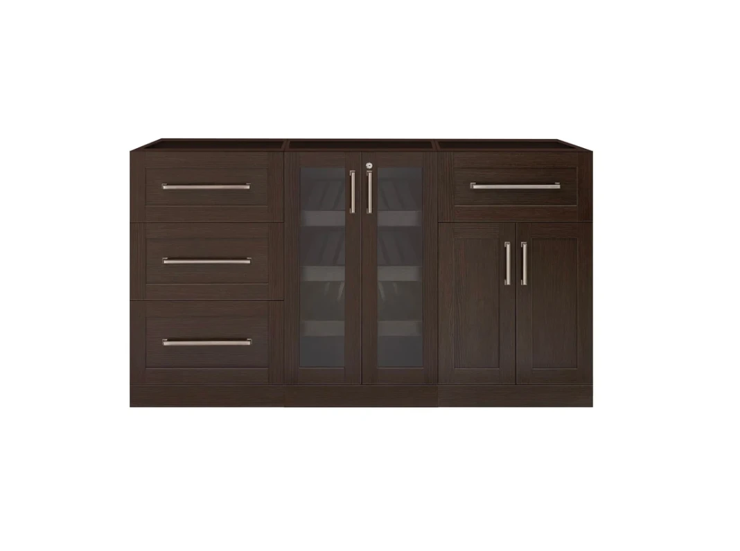 NewAge Home Entertainment Bar Cabinet Wine Storage Beverage Center With Glass Beverage Display Base Cabinet, Base Storage Cabinets - 3 Piece Wall Bar Cabinet Wine Cabinet Set 62524 7 NewAge Home Entertainment Bar Cabinet Wine Storage Beverage Center With Glass Beverage Display Base Cabinet, Base Storage Cabinets - 3 Piece Wall Bar Cabinet Wine Cabinet Set 62524 - Image 5