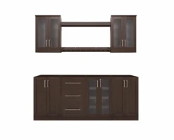 NewAge Wall Bar Cabinet Wine Cabinet Set With Glass Beverage Display Base Cabinet, Floating Display Shelf, Hanging Stemware Shelf, Glass Short Wall Display Cabinet - 8 Piece Home Dry Bar Wine Storage Cabinet Set 62534 -Home And Outdoor Screen Shot 2024 11 16 at 17.17.09