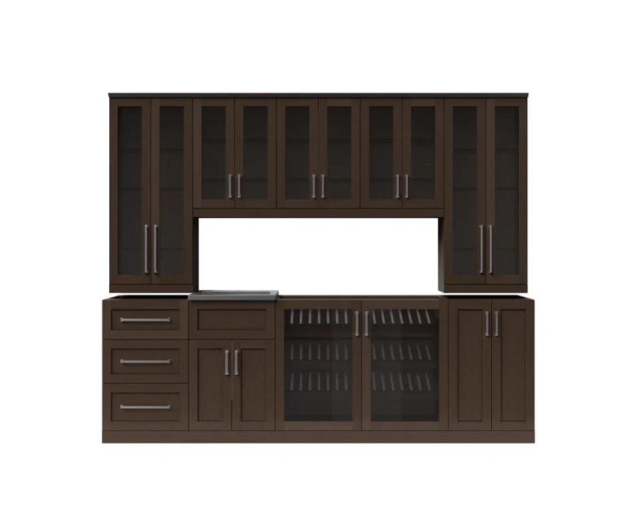 NewAge Wet Bar Cabinets Home Bar With Sink, Glass Door Beverage Display Base Cabinet, Tall Glass Door Wall Display Cabinets - 10 Piece Home Bar Cabinets Wetbar With Sink 62717 5 NewAge Wet Bar Cabinets Home Bar With Sink, Glass Door Beverage Display Base Cabinet, Tall Glass Door Wall Display Cabinets - 10 Piece Home Bar Cabinets Wetbar With Sink 62717 - Image 3