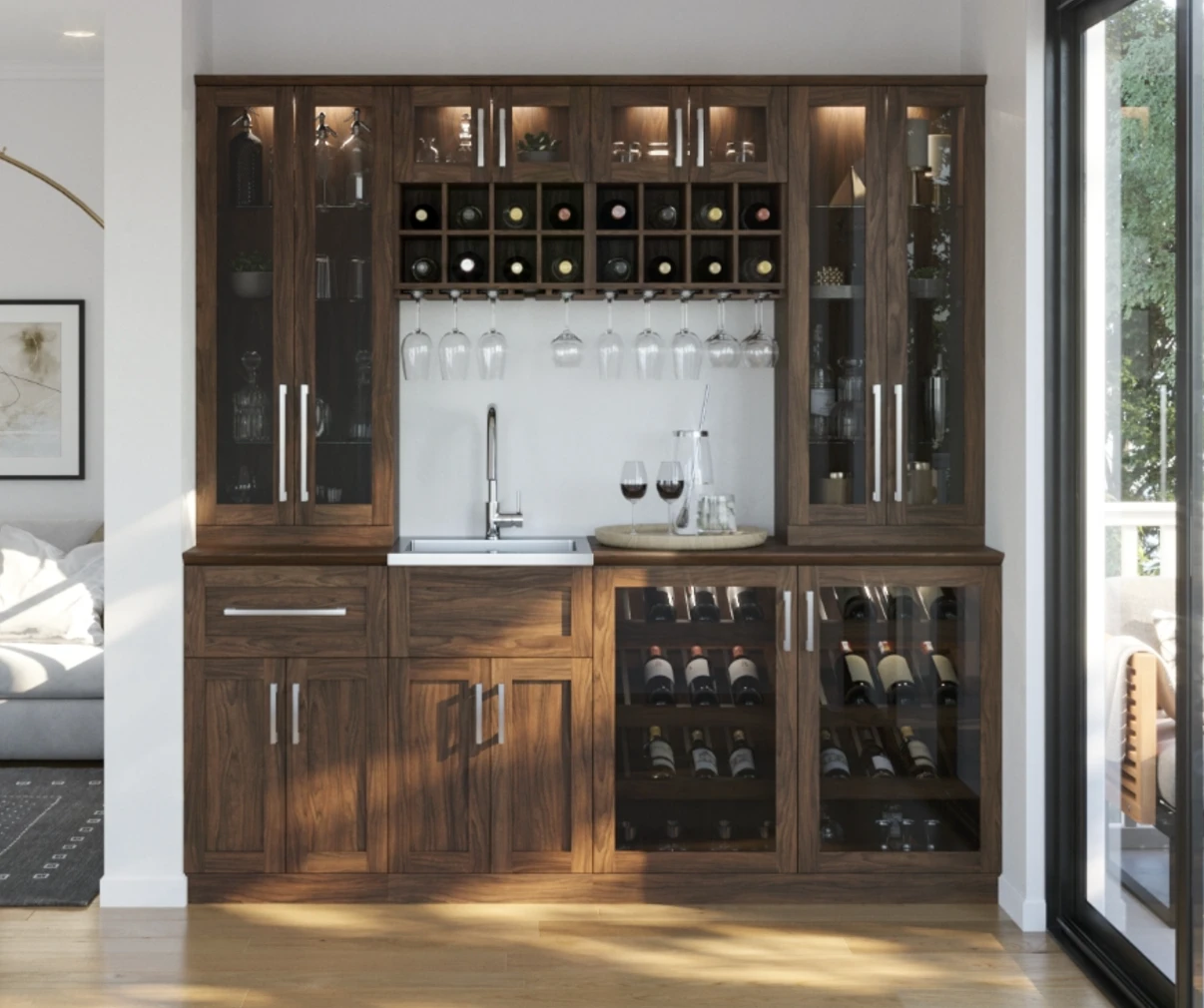 NewAge Wet Bar Cabinets Home Bar With Sink, Glass Door Beverage Display Base Cabinet, Tall Glass Door Wall Display Cabinets, Wall Wine Rack - 8 Piece Liquor Cabinet Wetbar With Sink 62759 4 NewAge Wet Bar Cabinets Home Bar With Sink, Glass Door Beverage Display Base Cabinet, Tall Glass Door Wall Display Cabinets, Wall Wine Rack - 8 Piece Liquor Cabinet Wetbar With Sink 62759 - Image 2