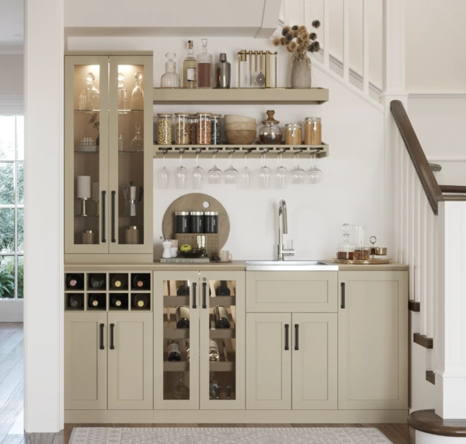 NewAge Wet Bar Cabinets With Sink Station, Floating Display Shelf, Hanging Stemware Shelf - 5 Piece Wall Bar Cabinet Wine Cabinet Wine Storage Cabinet Set 62731 9 NewAge Wet Bar Cabinets With Sink Station, Floating Display Shelf, Hanging Stemware Shelf - 5 Piece Wall Bar Cabinet Wine Cabinet Wine Storage Cabinet Set 62731 - Image 7