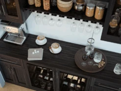 NewAge Wall Bar Cabinet Wine Cabinet Set With Glass Beverage Display Base Cabinet, Floating Display Shelf, Hanging Stemware Shelf, Glass Short Wall Display Cabinet - 8 Piece Home Dry Bar Wine Storage Cabinet Set 62534 -Home And Outdoor Screen Shot 2024 11 27 at 08.49.06