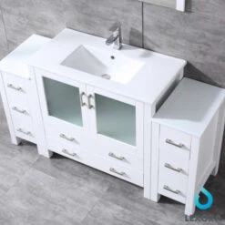 Lexora Volez 60" White Single Vanity W/ 2 Side Cabinets, Integrated Top, White Integrated Square Sink And 34" Mirror 13 Lexora Volez 60" White Single Vanity W/ 2 Side Cabinets, Integrated Top, White Integrated Square Sink And 34" Mirror -Home And Outdoor Screenshot2021 04 20110655