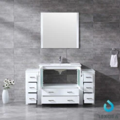 Lexora Volez 60" White Single Vanity W/ 2 Side Cabinets, Integrated Top, White Integrated Square Sink And 34" Mirror 15 Lexora Volez 60" White Single Vanity W/ 2 Side Cabinets, Integrated Top, White Integrated Square Sink And 34" Mirror -Home And Outdoor Screenshot2021 04 20110854