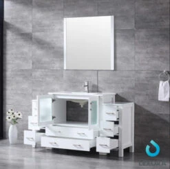 Lexora Volez 60" White Single Vanity W/ 2 Side Cabinets, Integrated Top, White Integrated Square Sink And 34" Mirror 16 Lexora Volez 60" White Single Vanity W/ 2 Side Cabinets, Integrated Top, White Integrated Square Sink And 34" Mirror -Home And Outdoor Screenshot2021 04 20110912