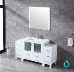Lexora Volez 60" White Single Vanity W/ 2 Side Cabinets, Integrated Top, White Integrated Square Sink And 34" Mirror 19 Lexora Volez 60" White Single Vanity W/ 2 Side Cabinets, Integrated Top, White Integrated Square Sink And 34" Mirror -Home And Outdoor Screenshot2021 04 20111007