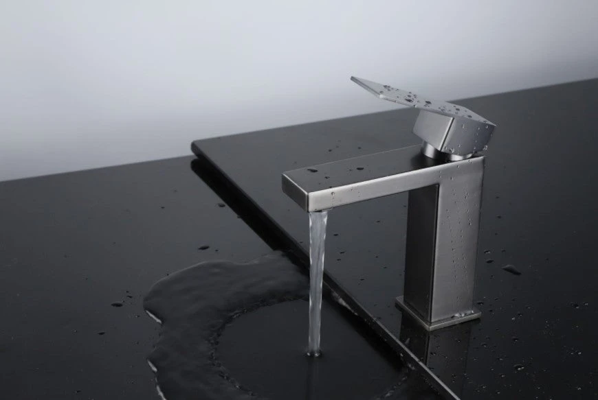 Lexora Monte Stainless Steel Single Hole Bathroom Faucet, Gun Matte Finish 6 Lexora Monte Stainless Steel Single Hole Bathroom Faucet, Gun Matte Finish - Image 4