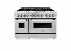 ZLINE Bundle 48" Kitchen Package With Stainless Steel Dual Fuel Range, Convertible Vent Range Hood And Tall Tub Dishwasher (3KP-RARH48-DWV)