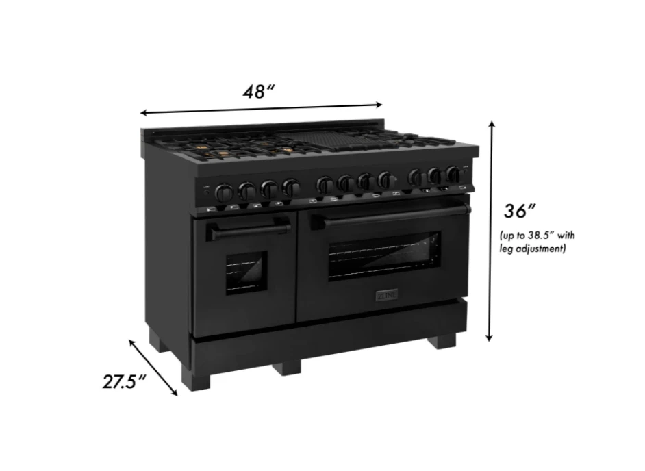 ZLINE Bundle 48" Kitchen Package With Black Stainless Steel Dual Fuel Range, Convertible Vent Range Hood And Dishwasher (3KP-RABRH48-DW) 6 ZLINE Bundle 48" Kitchen Package With Black Stainless Steel Dual Fuel Range, Convertible Vent Range Hood And Dishwasher (3KP-RABRH48-DW) - Image 4