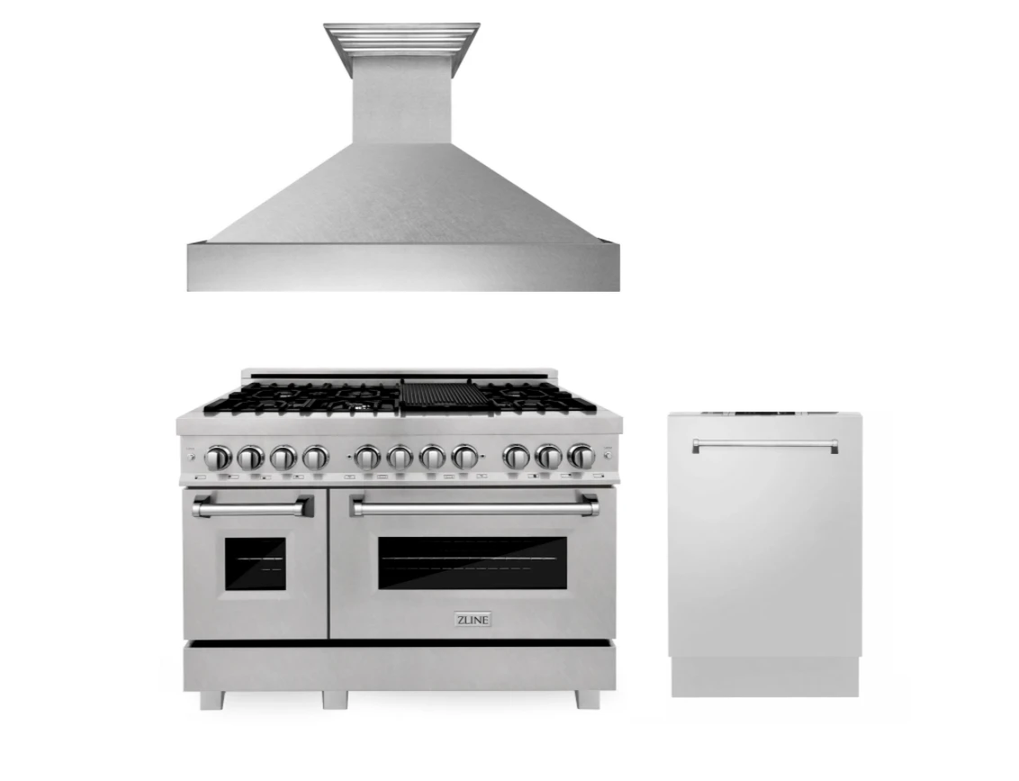 ZLINE Bundle 48" Kitchen Package With DuraSnow® Stainless Dual Fuel Range, Ducted Vent Range Hood And Dishwasher (3KP-RASRH48-DW) 3 ZLINE Bundle 48" Kitchen Package With DuraSnow® Stainless Dual Fuel Range, Ducted Vent Range Hood And Dishwasher (3KP-RASRH48-DW)