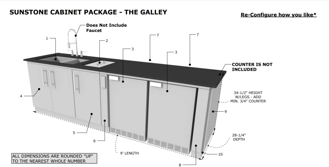 Sunstone Metal Products Galley 9 Foot Clean & Prep Cabinet Island Package SCPGALLEY 8 Sunstone Metal Products Galley 9 Foot Clean & Prep Cabinet Island Package SCPGALLEY - Image 6
