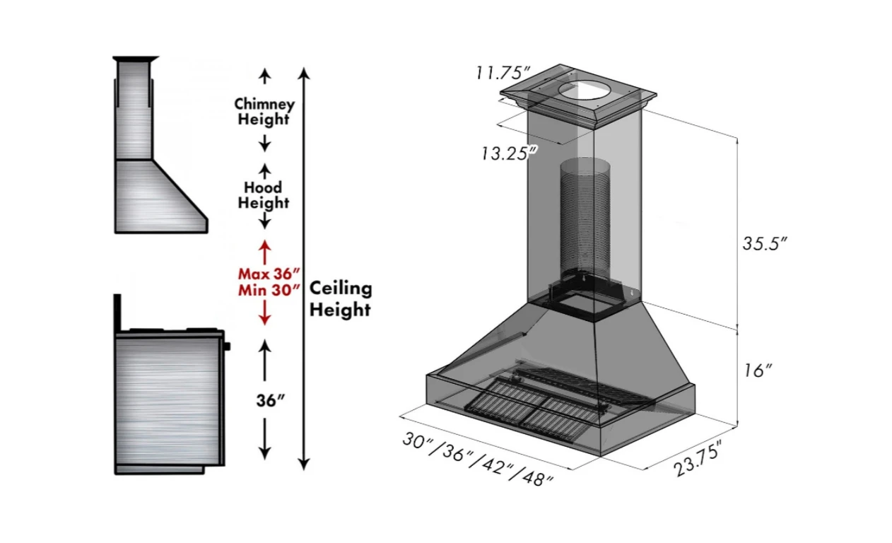 ZLINE DuraSnow® Stainless Steel Range Hood With DuraSnow® Shell (8654SN) 5 ZLINE DuraSnow® Stainless Steel Range Hood With DuraSnow® Shell (8654SN) - Image 3