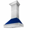 ZLINE Ducted DuraSnow® Stainless Steel Range Hood With Blue Gloss Shell (8654BG)