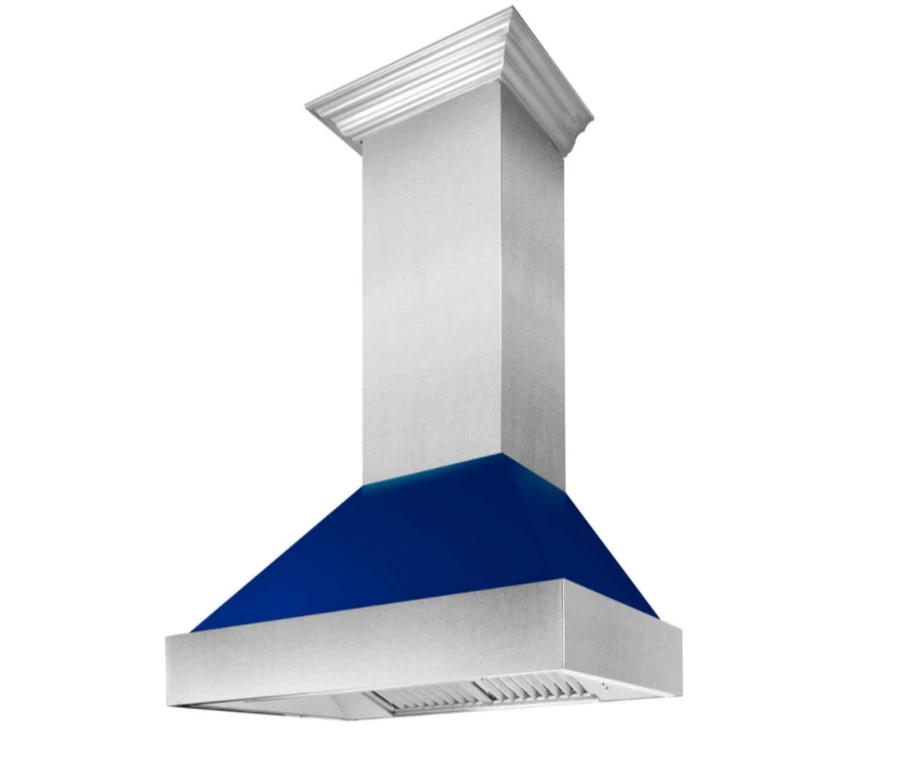 ZLINE Ducted DuraSnow® Stainless Steel Range Hood With Blue Gloss Shell (8654BG) 3 ZLINE Ducted DuraSnow® Stainless Steel Range Hood With Blue Gloss Shell (8654BG)
