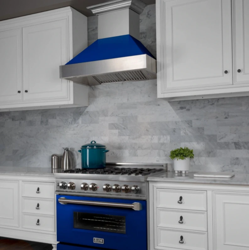 ZLINE Ducted DuraSnow® Stainless Steel Range Hood With Blue Gloss Shell (8654BG) 10 ZLINE Ducted DuraSnow® Stainless Steel Range Hood With Blue Gloss Shell (8654BG) - Image 8