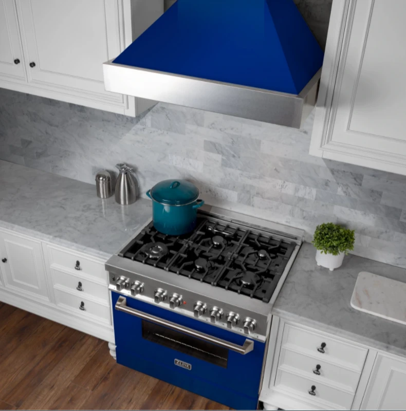 ZLINE Ducted DuraSnow® Stainless Steel Range Hood With Blue Gloss Shell (8654BG) 12 ZLINE Ducted DuraSnow® Stainless Steel Range Hood With Blue Gloss Shell (8654BG) - Image 10