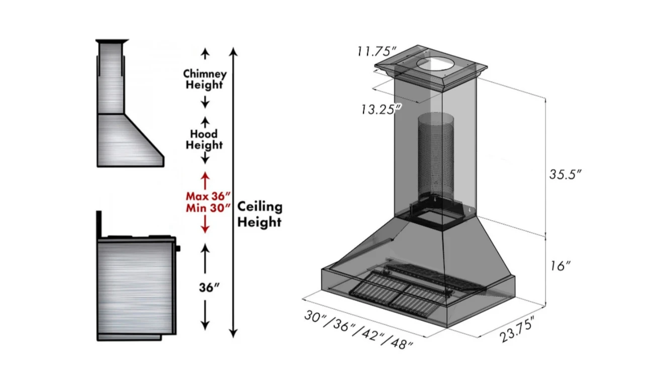 ZLINE Ducted DuraSnow® Stainless Steel Range Hood With Blue Gloss Shell (8654BG) 13 ZLINE Ducted DuraSnow® Stainless Steel Range Hood With Blue Gloss Shell (8654BG) - Image 11