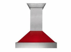 ZLINE Ducted DuraSnow® Stainless Steel Range Hood With Red Gloss Shell (8654RG)