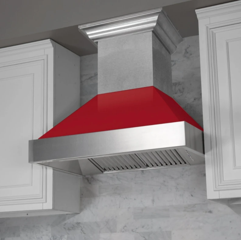 ZLINE Ducted DuraSnow® Stainless Steel Range Hood With Red Gloss Shell (8654RG) 8 ZLINE Ducted DuraSnow® Stainless Steel Range Hood With Red Gloss Shell (8654RG) - Image 6