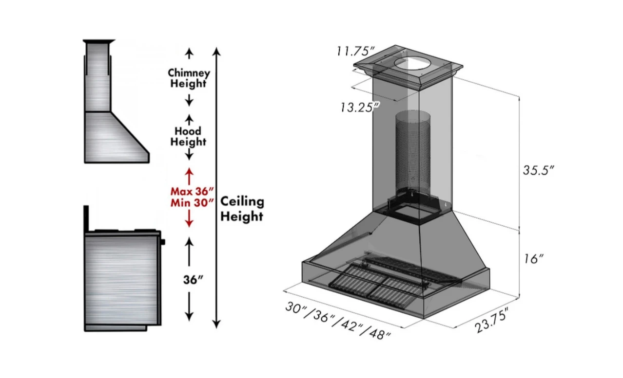 ZLINE Ducted DuraSnow® Stainless Steel Range Hood With Red Gloss Shell (8654RG) 13 ZLINE Ducted DuraSnow® Stainless Steel Range Hood With Red Gloss Shell (8654RG) - Image 11