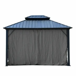 ALEKO UV Protectant Polyester Curtain Panels For Hardtop Gazebo - 12 X 10 Feet - Gray