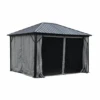 ALEKO Aluminum And Steel Hardtop Gazebo With Mosquito Net And Curtain - 12 X 10 Feet - Black