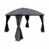 ALEKO Hardtop Round Roof Patio Gazebo With Mosquito Net - 12 X 10 Feet - Black