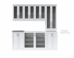 NewAge Wet Bar Cabinets Home Bar With Sink, Glass Door Beverage Display Base Cabinet, Tall Glass Door Wall Display Cabinets - 8 Piece Wall Bar Cabinet Wetbar With Sink 62689