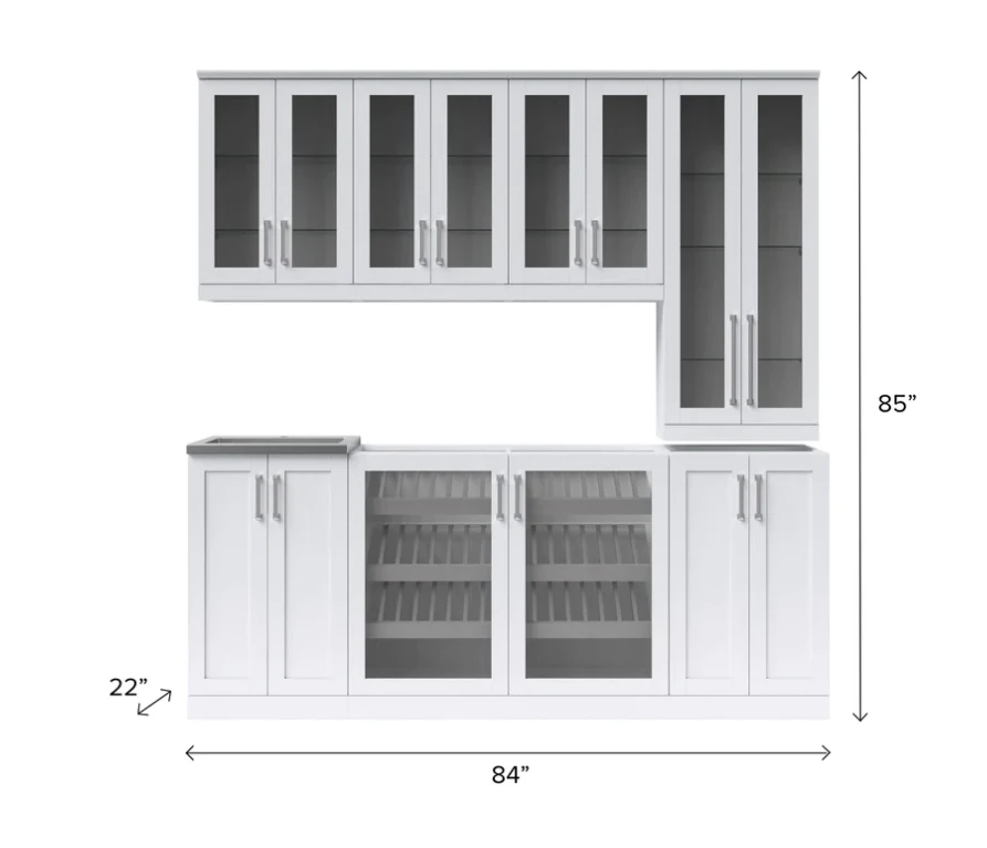 NewAge Wet Bar Cabinets Home Bar With Sink, Glass Door Beverage Display Base Cabinet, Tall Glass Door Wall Display Cabinets - 8 Piece Wall Bar Cabinet Wetbar With Sink 62689 6 NewAge Wet Bar Cabinets Home Bar With Sink, Glass Door Beverage Display Base Cabinet, Tall Glass Door Wall Display Cabinets - 8 Piece Wall Bar Cabinet Wetbar With Sink 62689 - Image 4
