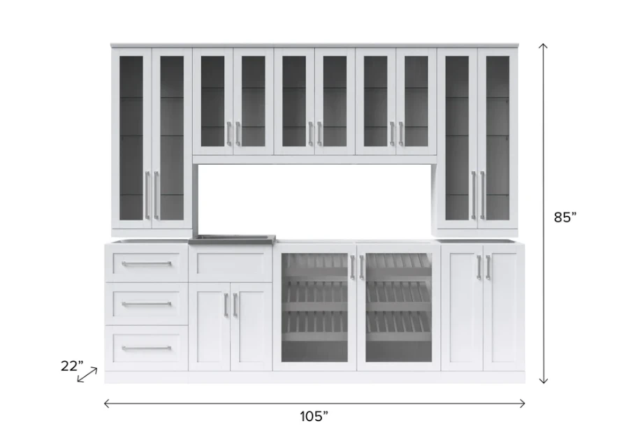 NewAge Wet Bar Cabinets Home Bar With Sink, Glass Door Beverage Display Base Cabinet, Tall Glass Door Wall Display Cabinets - 10 Piece Home Bar Cabinets Wetbar With Sink 62717 6 NewAge Wet Bar Cabinets Home Bar With Sink, Glass Door Beverage Display Base Cabinet, Tall Glass Door Wall Display Cabinets - 10 Piece Home Bar Cabinets Wetbar With Sink 62717 - Image 4