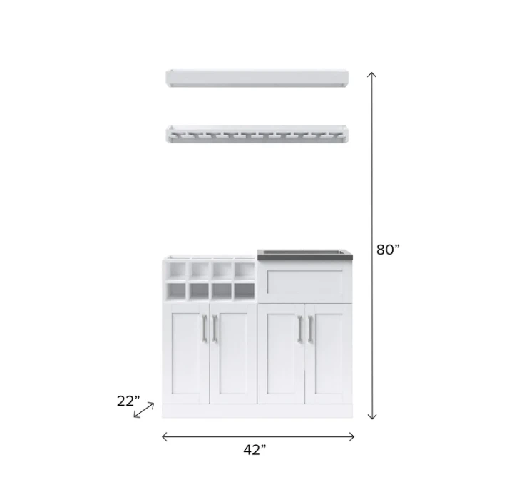 NewAge Wet Bar Cabinets With Sink Station, Floating Display Shelf, Hanging Stemware Shelf - 5 Piece Wall Bar Cabinet Wine Cabinet Wine Storage Cabinet Set 62731 6 NewAge Wet Bar Cabinets With Sink Station, Floating Display Shelf, Hanging Stemware Shelf - 5 Piece Wall Bar Cabinet Wine Cabinet Wine Storage Cabinet Set 62731 - Image 4