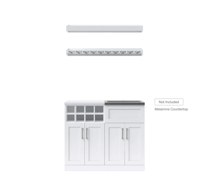 NewAge Wet Bar Cabinets With Sink Station, Floating Display Shelf, Hanging Stemware Shelf - 5 Piece Wall Bar Cabinet Wine Cabinet Wine Storage Cabinet Set 62731 3 NewAge Wet Bar Cabinets With Sink Station, Floating Display Shelf, Hanging Stemware Shelf - 5 Piece Wall Bar Cabinet Wine Cabinet Wine Storage Cabinet Set 62731