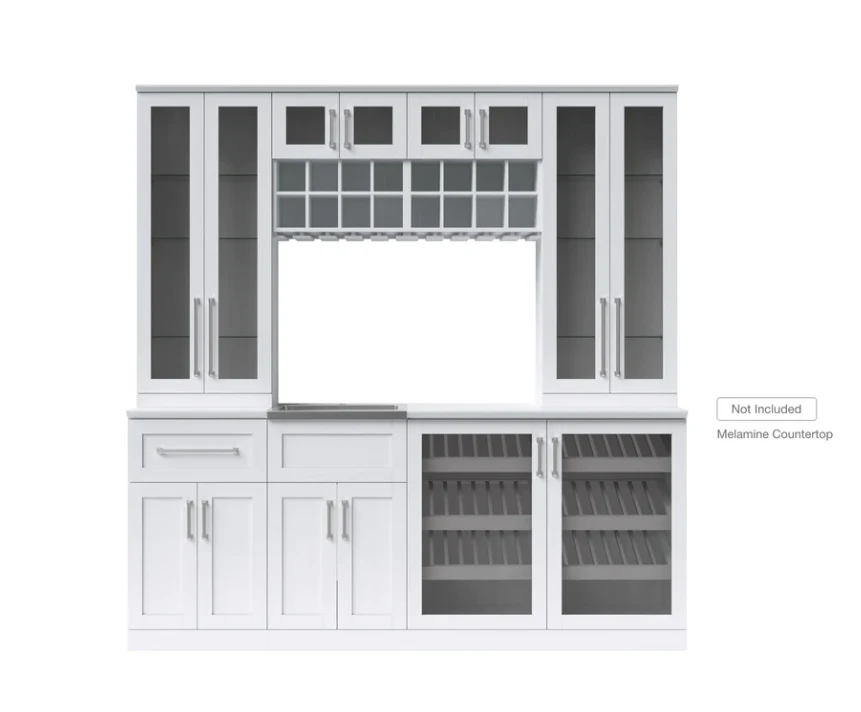 NewAge Wet Bar Cabinets Home Bar With Sink, Glass Door Beverage Display Base Cabinet, Tall Glass Door Wall Display Cabinets, Wall Wine Rack - 8 Piece Liquor Cabinet Wetbar With Sink 62703 3 NewAge Wet Bar Cabinets Home Bar With Sink, Glass Door Beverage Display Base Cabinet, Tall Glass Door Wall Display Cabinets, Wall Wine Rack - 8 Piece Liquor Cabinet Wetbar With Sink 62703
