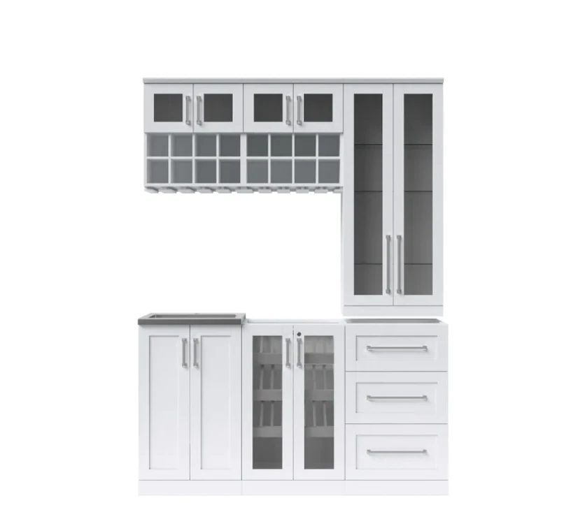 NewAge Wet Bar Cabinets Home Bar With Sink, Glass Door Beverage Display Base Cabinet, Tall Glass Door Wall Display Cabinet, Wall Wine Racks - 7 Piece Liquor Cabinet Wetbar With Sink 62647 4 NewAge Wet Bar Cabinets Home Bar With Sink, Glass Door Beverage Display Base Cabinet, Tall Glass Door Wall Display Cabinet, Wall Wine Racks - 7 Piece Liquor Cabinet Wetbar With Sink 62647 - Image 2