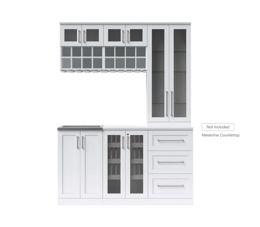 NewAge Wet Bar Cabinets Home Bar With Sink, Glass Door Beverage Display Base Cabinet, Tall Glass Door Wall Display Cabinet, Wall Wine Racks - 7 Piece Liquor Cabinet Wetbar With Sink 62647 3 NewAge Wet Bar Cabinets Home Bar With Sink, Glass Door Beverage Display Base Cabinet, Tall Glass Door Wall Display Cabinet, Wall Wine Racks - 7 Piece Liquor Cabinet Wetbar With Sink 62647