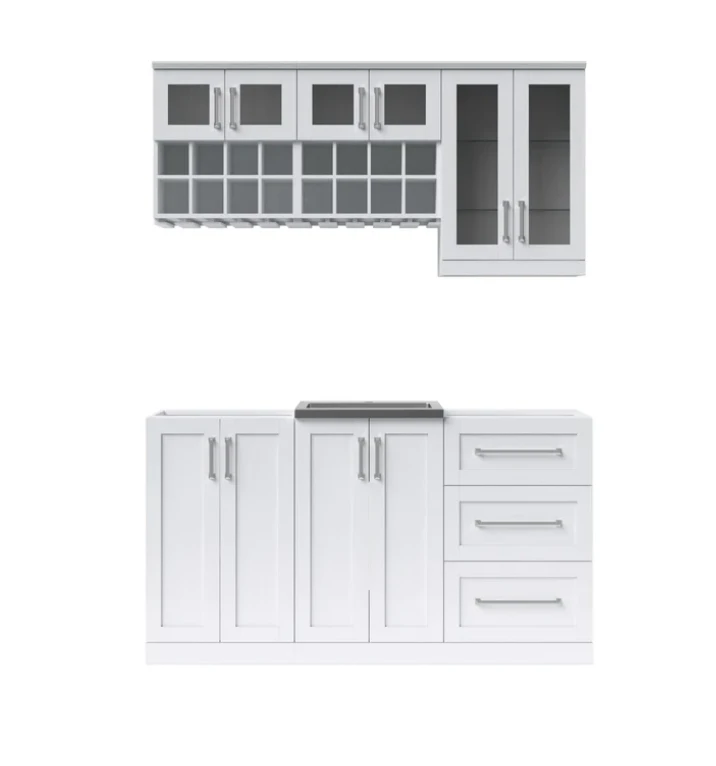 NewAge Wet Bar Cabinets Home Bar With Sink, Short Glass Door Wall Display Cabinet, Wall Wine Rack - 7 Piece Liquor Cabinet Wetbar With Sink 62633 4 NewAge Wet Bar Cabinets Home Bar With Sink, Short Glass Door Wall Display Cabinet, Wall Wine Rack - 7 Piece Liquor Cabinet Wetbar With Sink 62633 - Image 2
