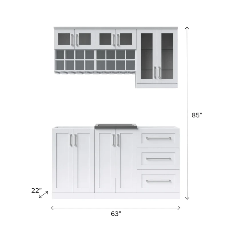 NewAge Wet Bar Cabinets Home Bar With Sink, Short Glass Door Wall Display Cabinet, Wall Wine Rack - 7 Piece Liquor Cabinet Wetbar With Sink 62633 5 NewAge Wet Bar Cabinets Home Bar With Sink, Short Glass Door Wall Display Cabinet, Wall Wine Rack - 7 Piece Liquor Cabinet Wetbar With Sink 62633 - Image 3