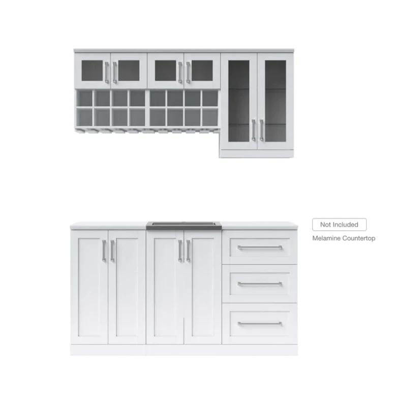 NewAge Wet Bar Cabinets Home Bar With Sink, Short Glass Door Wall Display Cabinet, Wall Wine Rack - 7 Piece Liquor Cabinet Wetbar With Sink 62633 3 NewAge Wet Bar Cabinets Home Bar With Sink, Short Glass Door Wall Display Cabinet, Wall Wine Rack - 7 Piece Liquor Cabinet Wetbar With Sink 62633