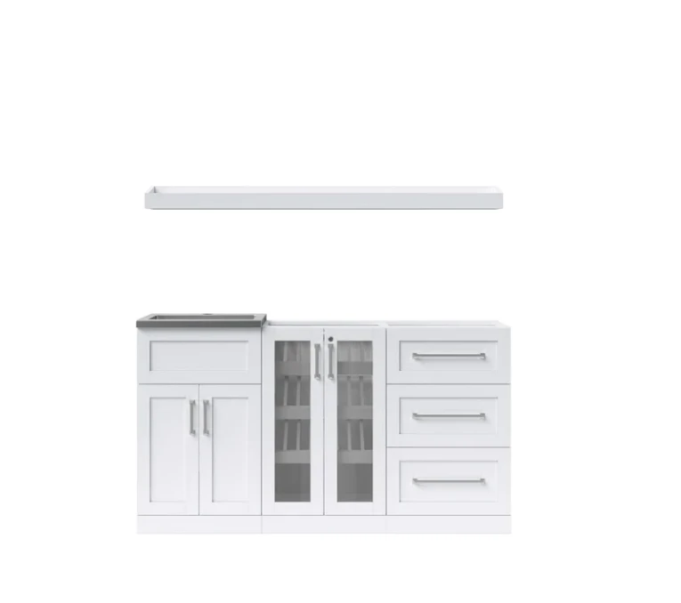 NewAge Wet Bar Cabinets With Sink Station, Glass Door Beverage Display Base Cabinet, Floating Display Shelf - 5 Piece Wall Bar Cabinet Wine Cabinet Wine Storage Cabinet Set 62619 5 NewAge Wet Bar Cabinets With Sink Station, Glass Door Beverage Display Base Cabinet, Floating Display Shelf - 5 Piece Wall Bar Cabinet Wine Cabinet Wine Storage Cabinet Set 62619 - Image 3