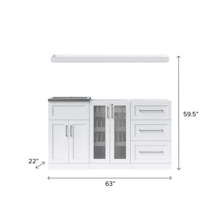 NewAge Wet Bar Cabinets With Sink Station, Glass Door Beverage Display Base Cabinet, Floating Display Shelf - 5 Piece Wall Bar Cabinet Wine Cabinet Wine Storage Cabinet Set 62619 6 NewAge Wet Bar Cabinets With Sink Station, Glass Door Beverage Display Base Cabinet, Floating Display Shelf - 5 Piece Wall Bar Cabinet Wine Cabinet Wine Storage Cabinet Set 62619 - Image 4