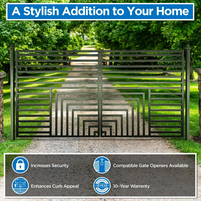 Aleko Steel Dual Swing Driveway Gate - Florence Style - 16 X 6 Feet DG16FLORD-AP 5 Aleko Steel Dual Swing Driveway Gate - Florence Style - 16 X 6 Feet DG16FLORD-AP - Image 3