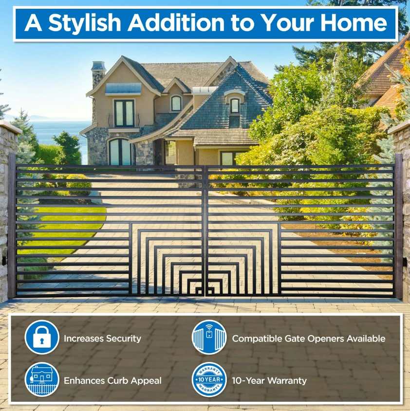 Aleko Steel Dual Swing Driveway Gate - Florence Style - 18 X 6 Feet DG18FLORD-AP 5 Aleko Steel Dual Swing Driveway Gate - Florence Style - 18 X 6 Feet DG18FLORD-AP - Image 3