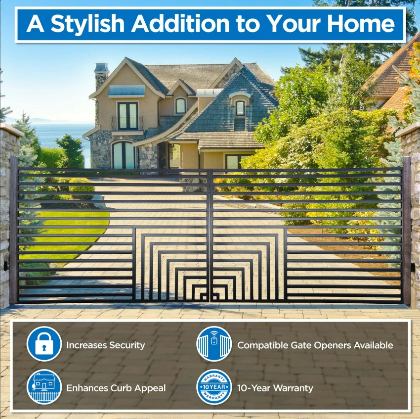 Aleko Steel Dual Swing Driveway Gate - Florence Style - 12 X 6 Feet DG12FLORD-AP 6 Aleko Steel Dual Swing Driveway Gate - Florence Style - 12 X 6 Feet DG12FLORD-AP - Image 4