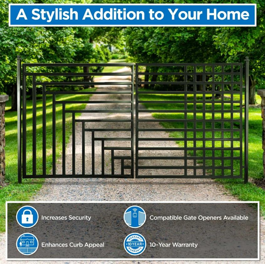 Aleko Steel Dual Swing Driveway Gate - Kyiv Style - 18 X 6 Feet DG18KYIVD-AP 6 Aleko Steel Dual Swing Driveway Gate - Kyiv Style - 18 X 6 Feet DG18KYIVD-AP - Image 4