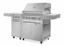 NewAge Outdoor BBQ Kitchen Stainless Steel Freestanding Grill Cart With Platinum Gas Grill, Dual Side Burner 67113