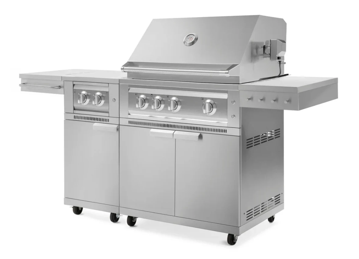 NewAge Outdoor BBQ Kitchen Stainless Steel Freestanding Grill Cart With Platinum Gas Grill, Dual Side Burner 67113 3 NewAge Outdoor BBQ Kitchen Stainless Steel Freestanding Grill Cart With Platinum Gas Grill, Dual Side Burner 67113