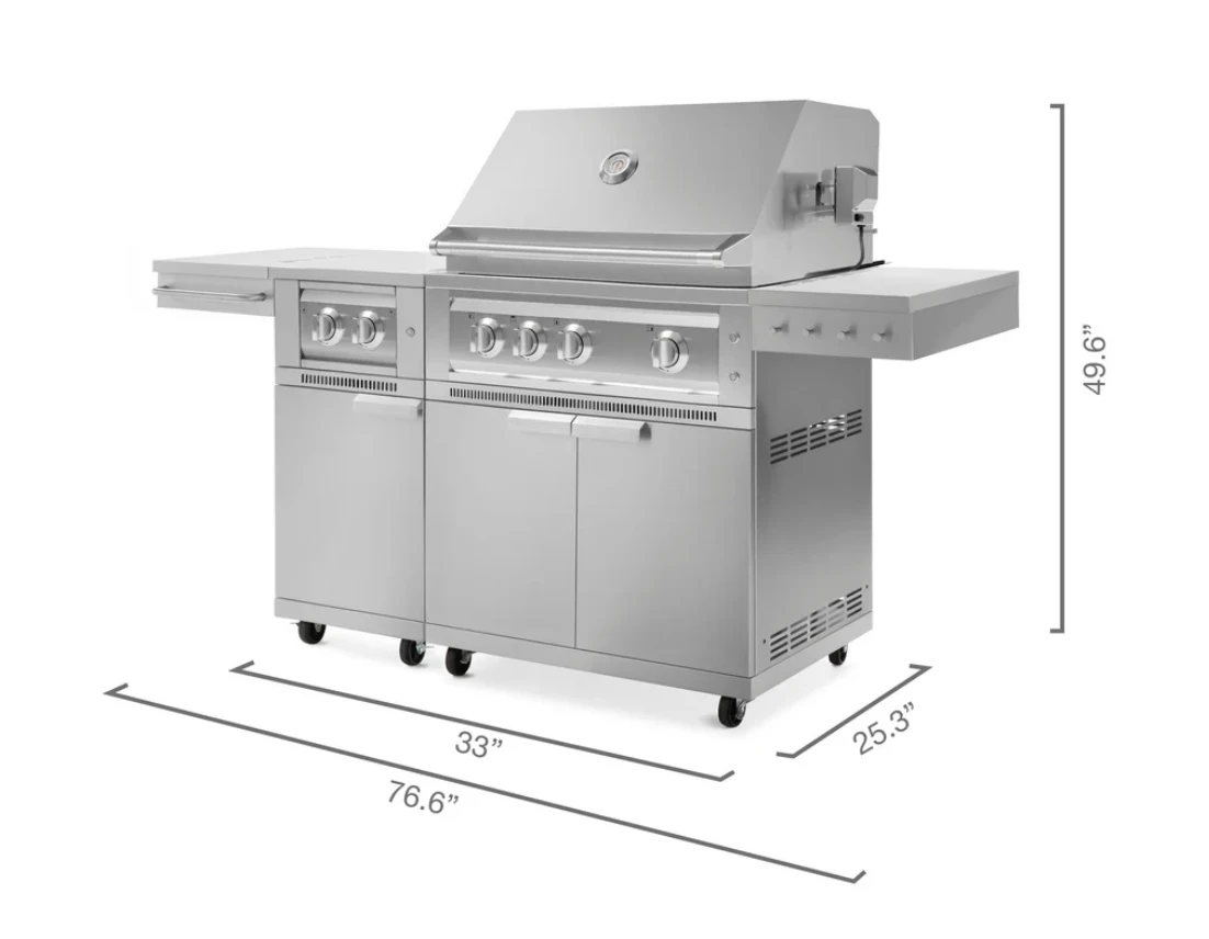 NewAge Outdoor BBQ Kitchen Stainless Steel Freestanding Grill Cart With Platinum Gas Grill, Dual Side Burner 67113 10 NewAge Outdoor BBQ Kitchen Stainless Steel Freestanding Grill Cart With Platinum Gas Grill, Dual Side Burner 67113 - Image 8