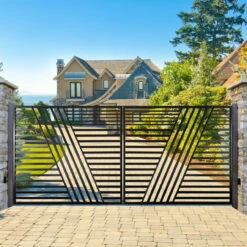Aleko Steel Dual Swing Driveway Gate - Sofia Style - 18 X 6 Feet DG18SOFD-AP -Home And Outdoor Sophia 18 16 Lifestyle compressed 41036